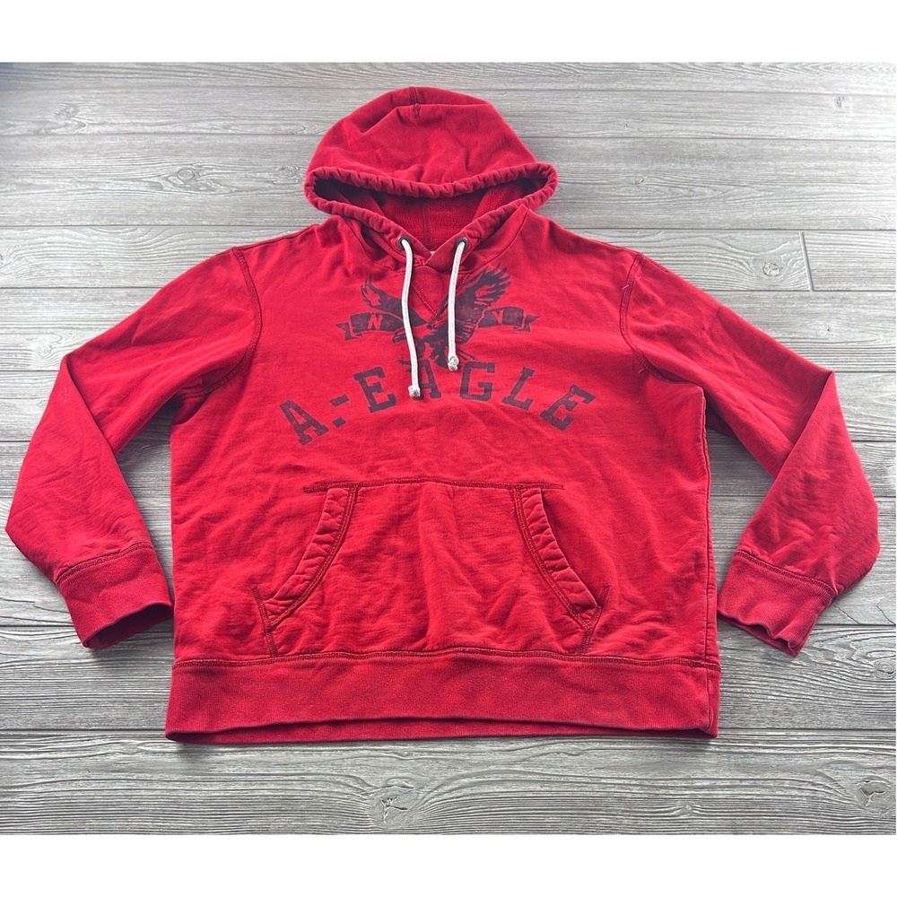American Eagle Outfitters Mens Red Graphic Hoodie Athletic Fit Large 1932